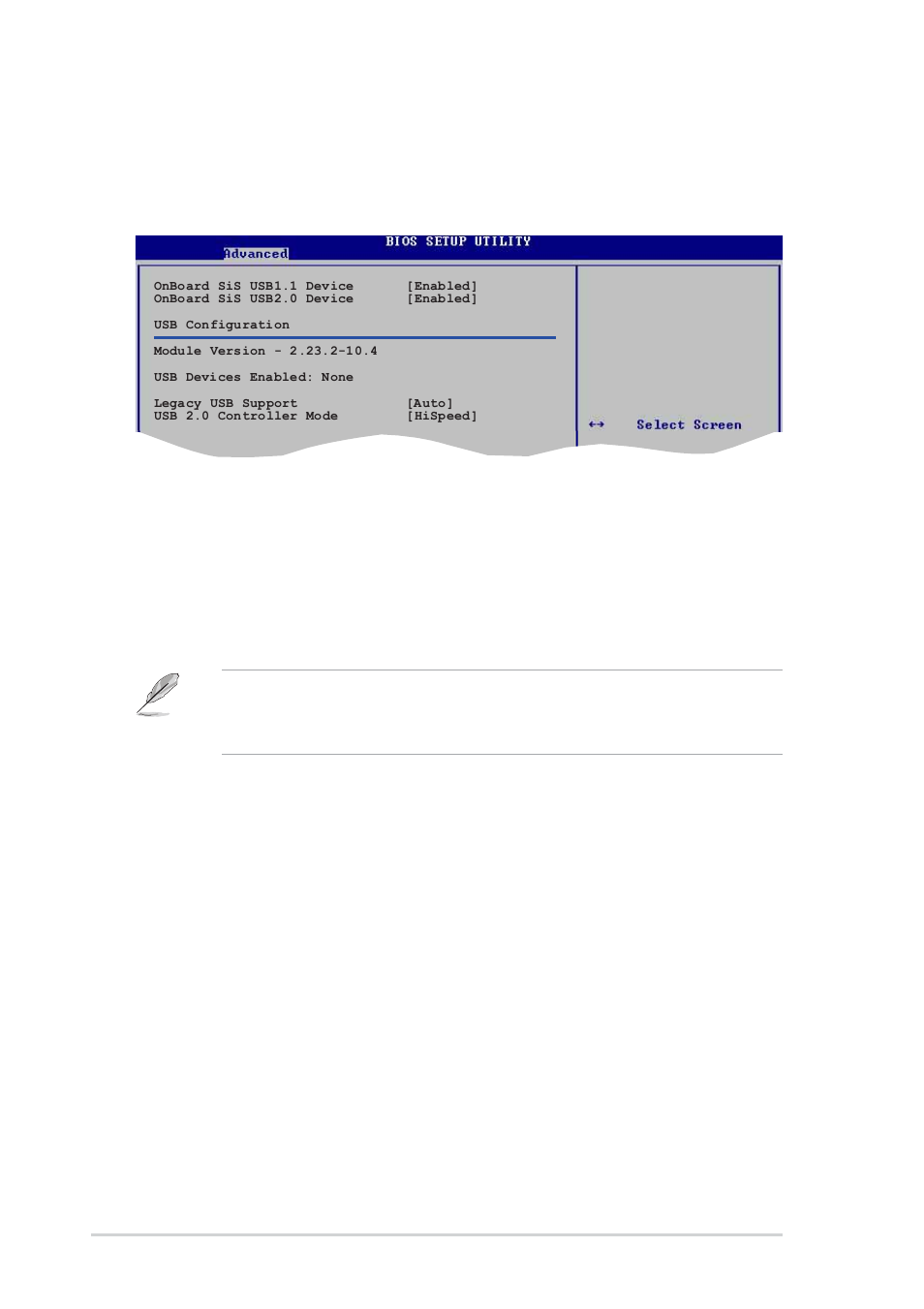 6 usb configuration, 24 chapter 2: bios information, Onboard sis usb 1.1 device [enabled | Onboard sis usb 2.0 device [enabled, Legacy usb support [auto, Usb 2.0 controller mode [hispeed | Asus P4S800-MX SE User Manual | Page 58 / 84