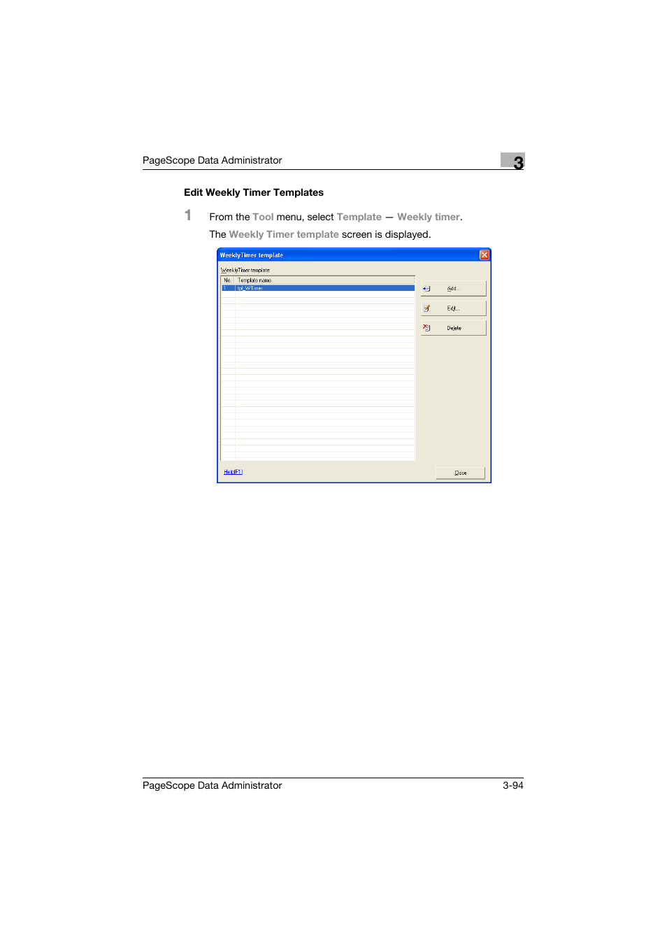 Edit weekly timer templates, Edit weekly timer templates -94 | Konica Minolta BIZHUB C30P User Manual | Page 103 / 128