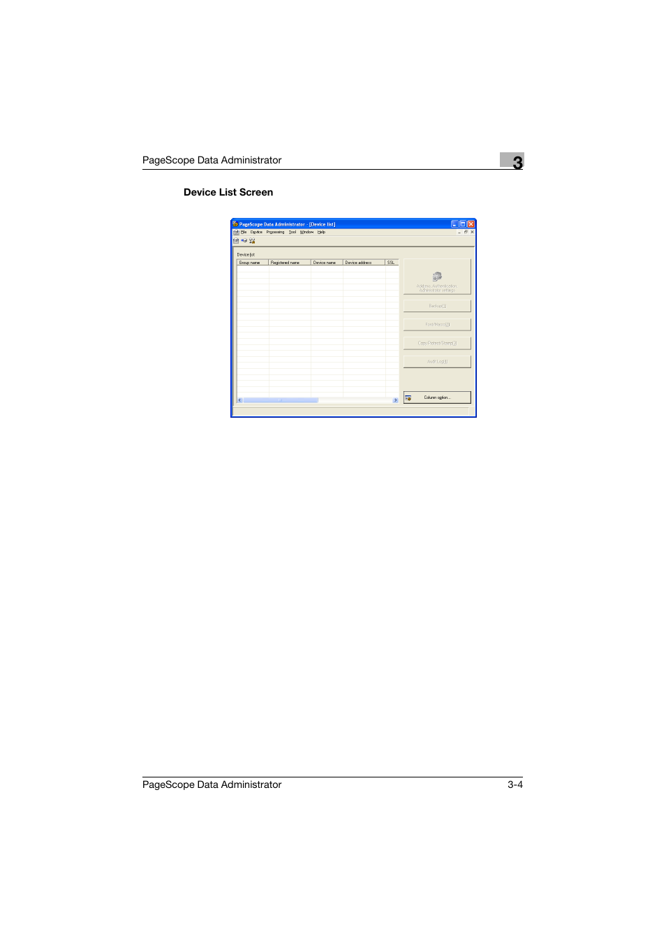 Device list screen, Device list screen -4 | Konica Minolta BIZHUB C30P User Manual | Page 13 / 128