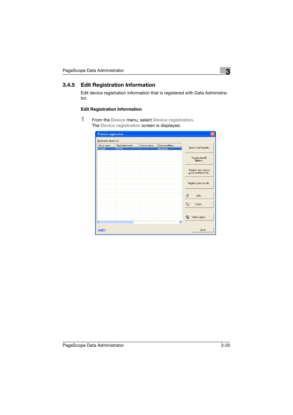 5 edit registration information, Edit registration information | Konica Minolta BIZHUB C30P User Manual | Page 29 / 128