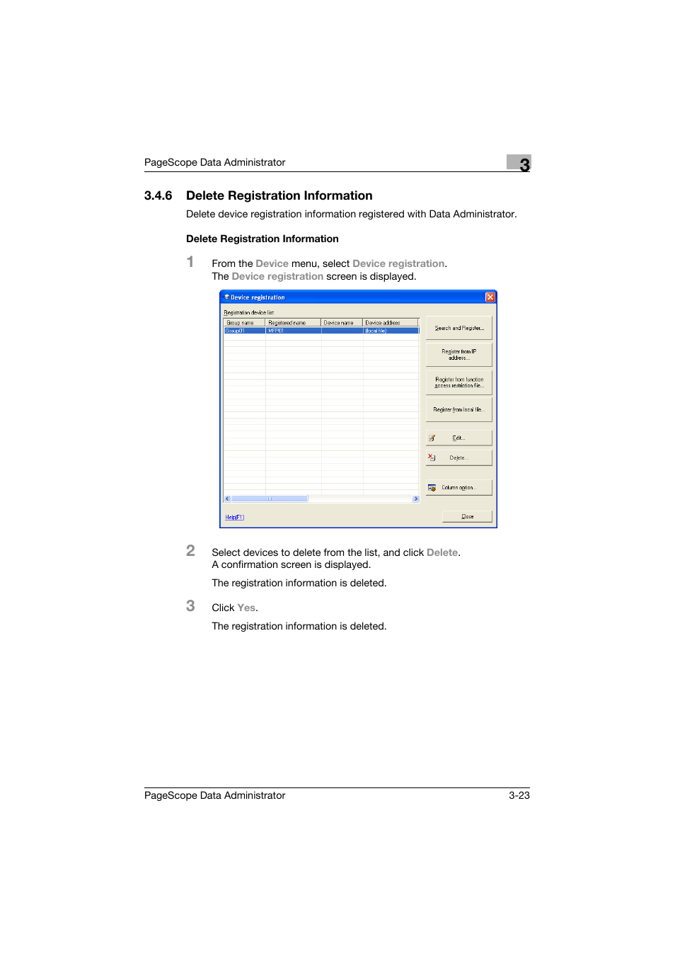 6 delete registration information, Delete registration information | Konica Minolta BIZHUB C30P User Manual | Page 32 / 128