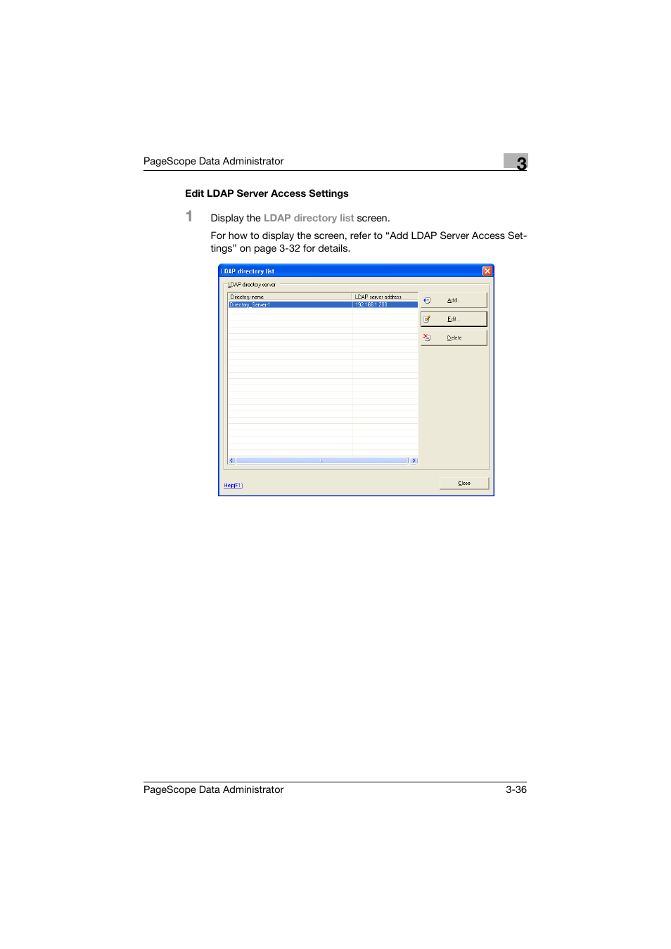 Edit ldap server access settings, Edit ldap server access settings -36 | Konica Minolta BIZHUB C30P User Manual | Page 45 / 128