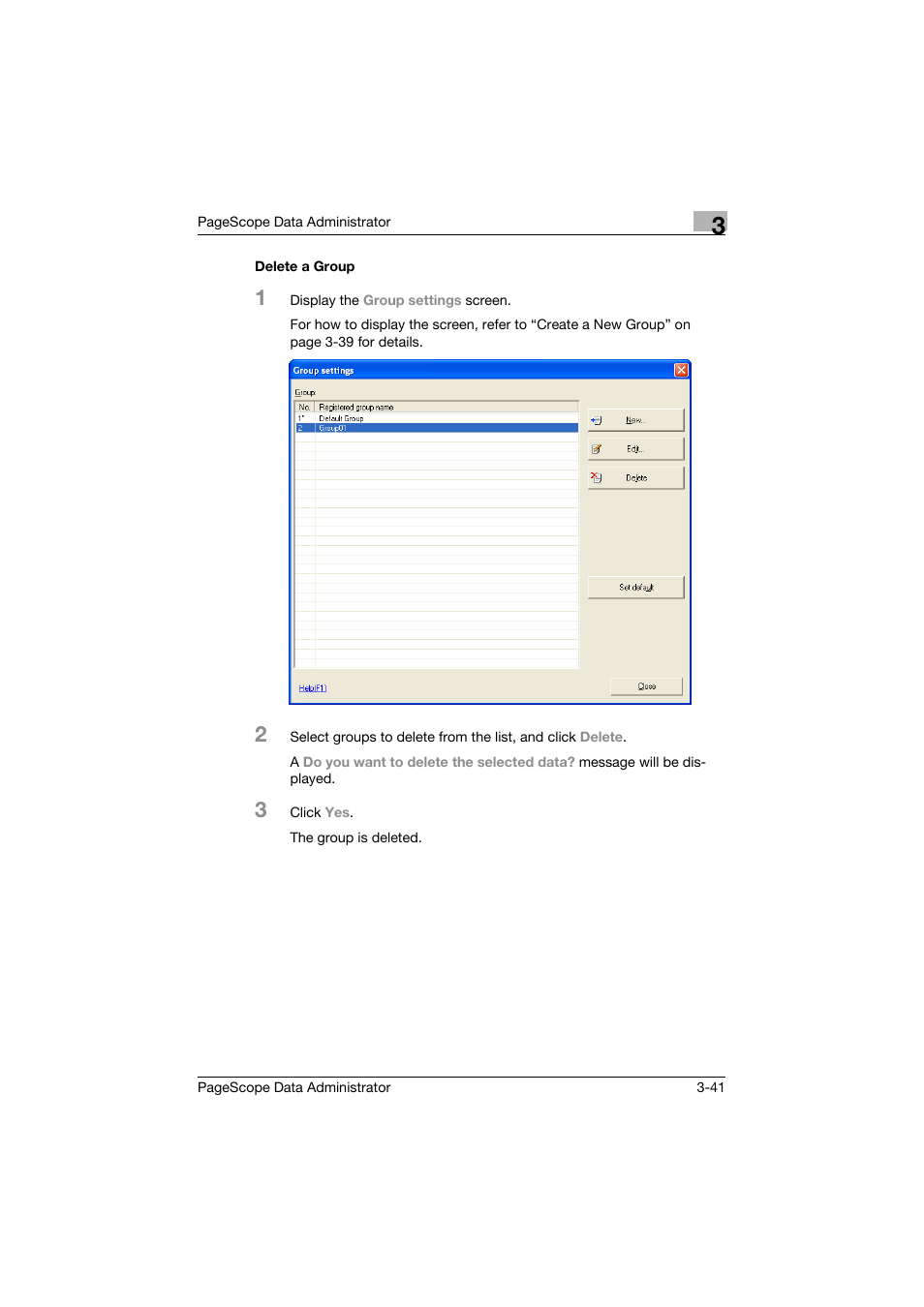 Delete a group, Delete a group -41 | Konica Minolta BIZHUB C30P User Manual | Page 50 / 128