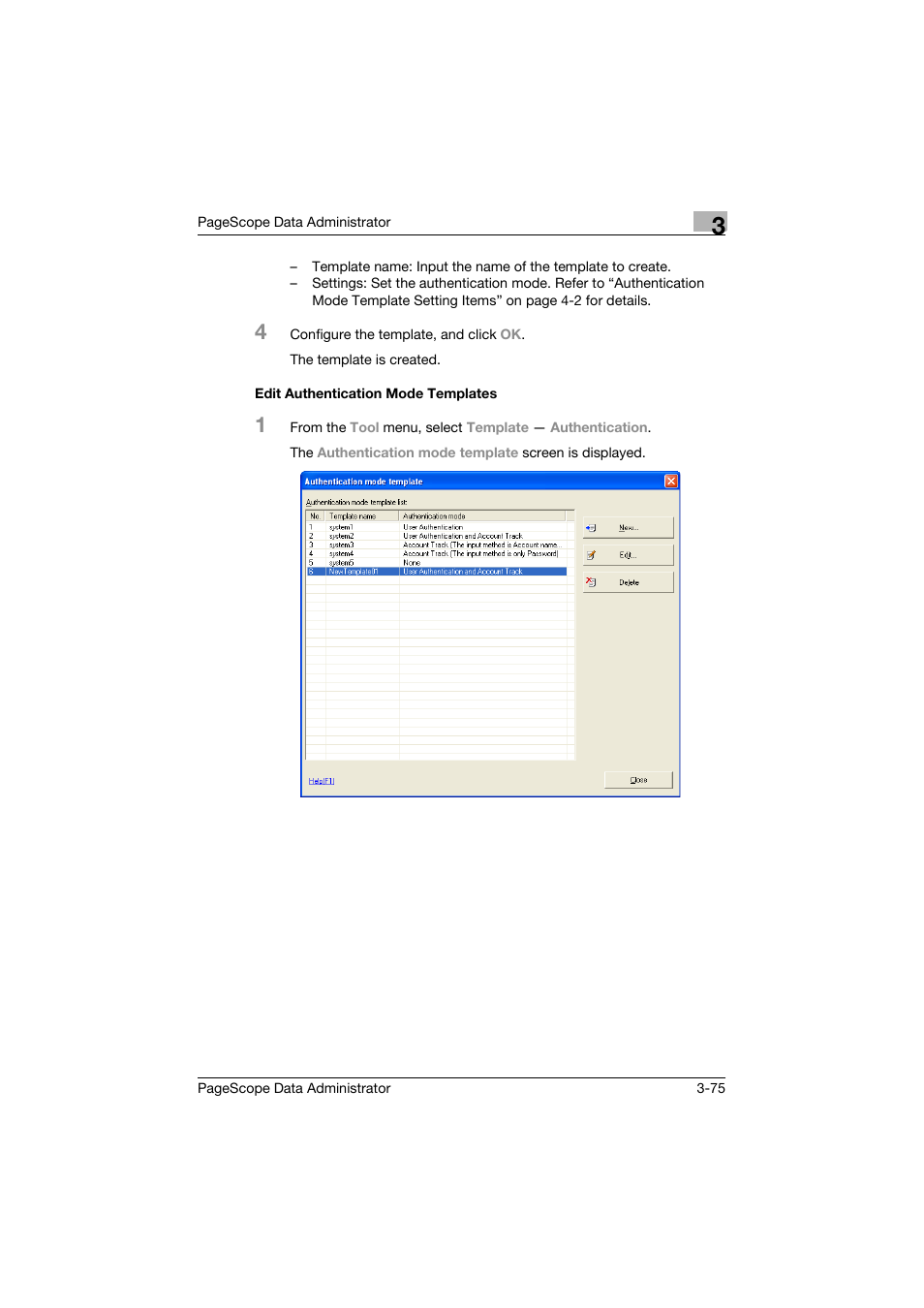 Edit authentication mode templates, Edit authentication mode templates -75 | Konica Minolta BIZHUB C30P User Manual | Page 84 / 128