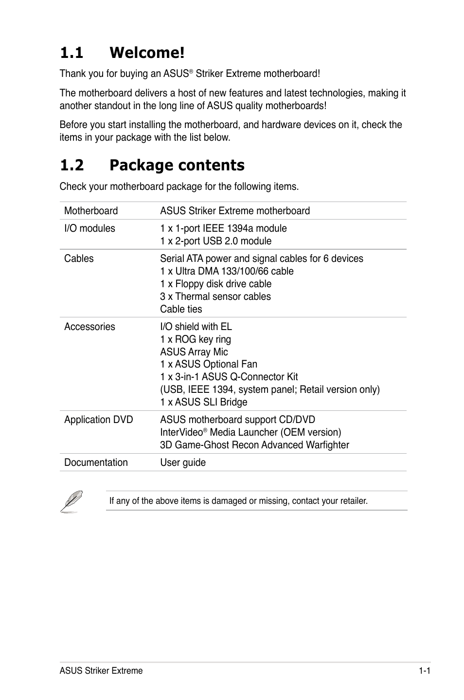 1 welcome, 2 package contents | Asus E2898 User Manual | Page 17 / 168