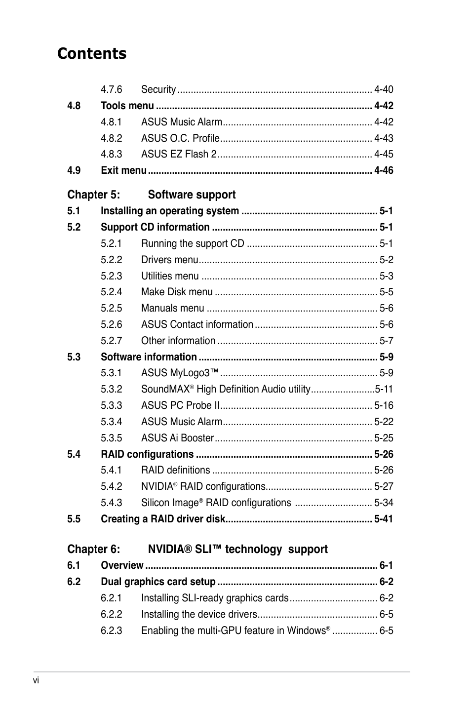 Asus E2898 User Manual | Page 6 / 168