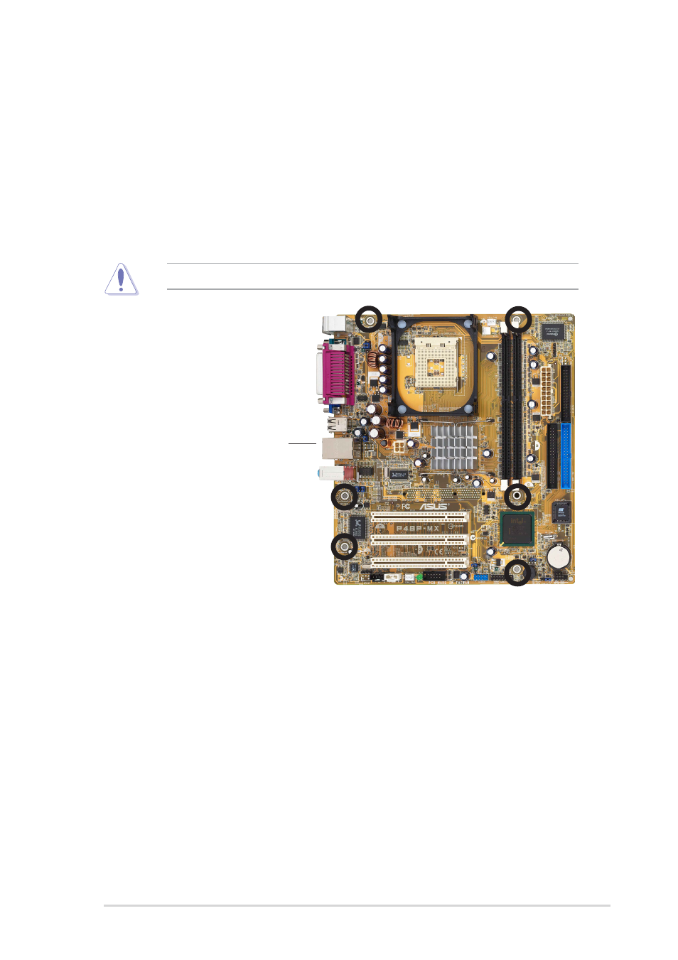 2 placement direction, 3 screw holes | Asus P4BP-MX User Manual | Page 17 / 62