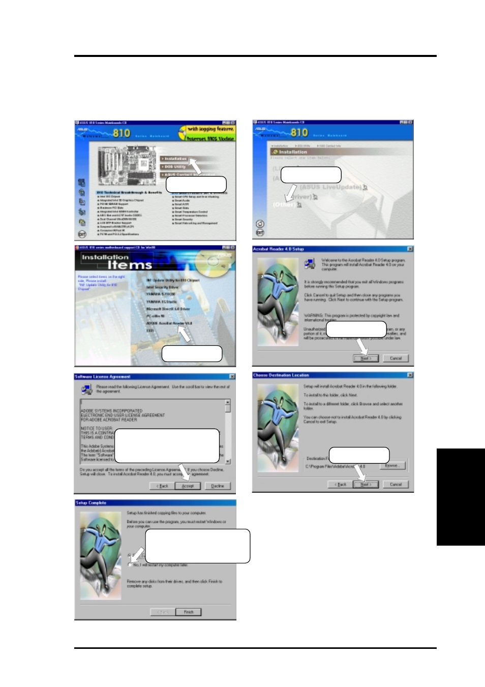 Software setup, 7 adobe acrobat reader v4.0 | Asus Intel 810 Motherboard P3W User Manual | Page 101 / 128