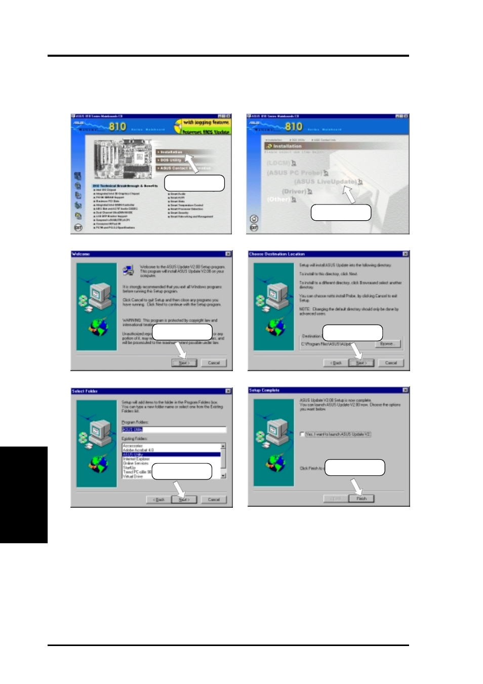 Software setup, 7 asus liveupdate | Asus Intel 810 Motherboard P3W User Manual | Page 92 / 128