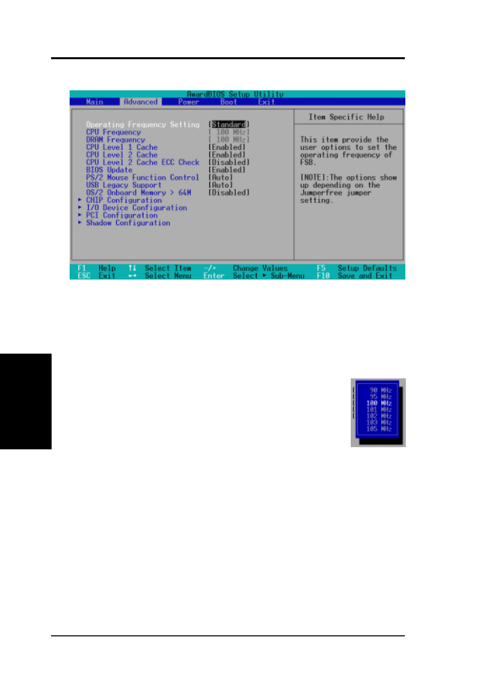 Bios setup, 4 advanced menu | Asus JUMPERFREE A7V-M User Manual | Page 56 / 106