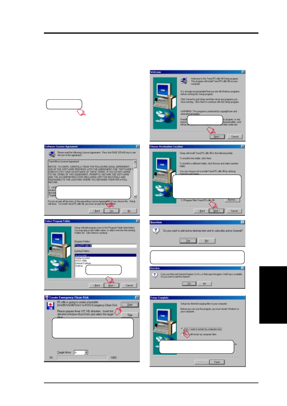 Software setup, 10 pc-cillin 98 vx.xx | Asus JUMPERFREE A7V-M User Manual | Page 87 / 106