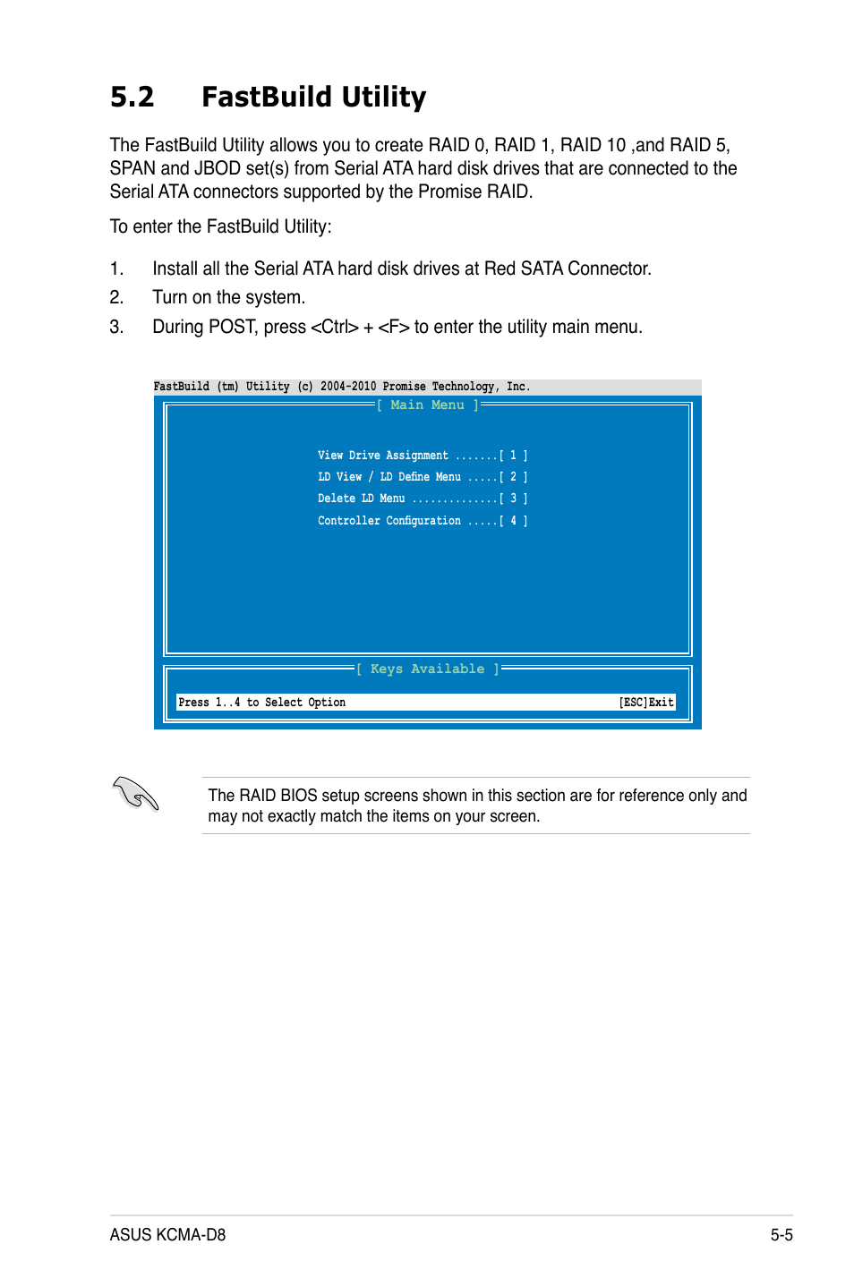 2 fastbuild utility, Fastbuild utility -5 | Asus KCMA-D8 User Manual | Page 111 / 152