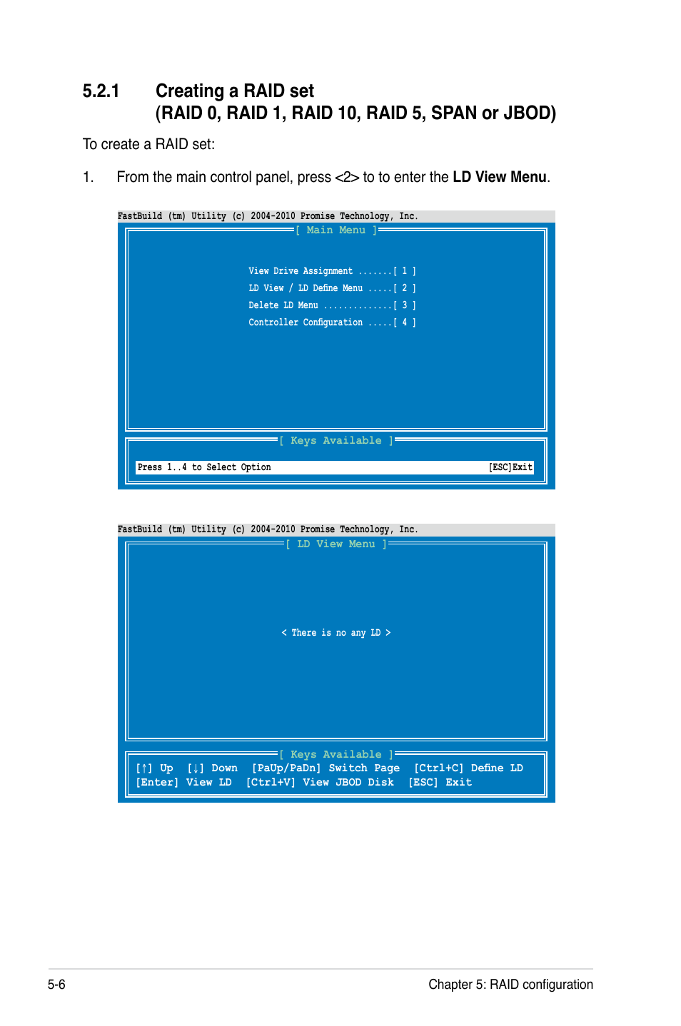 Creating a raid set (raid 0, raid 1, raid 10, Raid 5, span or jbod) -6 | Asus KCMA-D8 User Manual | Page 112 / 152