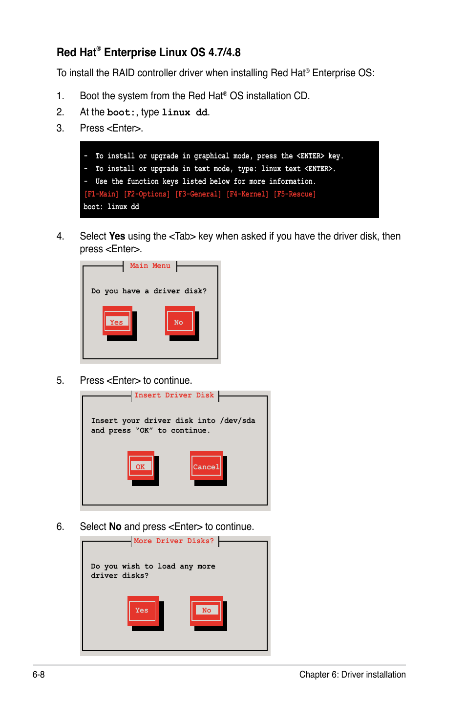 Red hat, Enterprise linux os 4.7/4.8 | Asus KCMA-D8 User Manual | Page 130 / 152