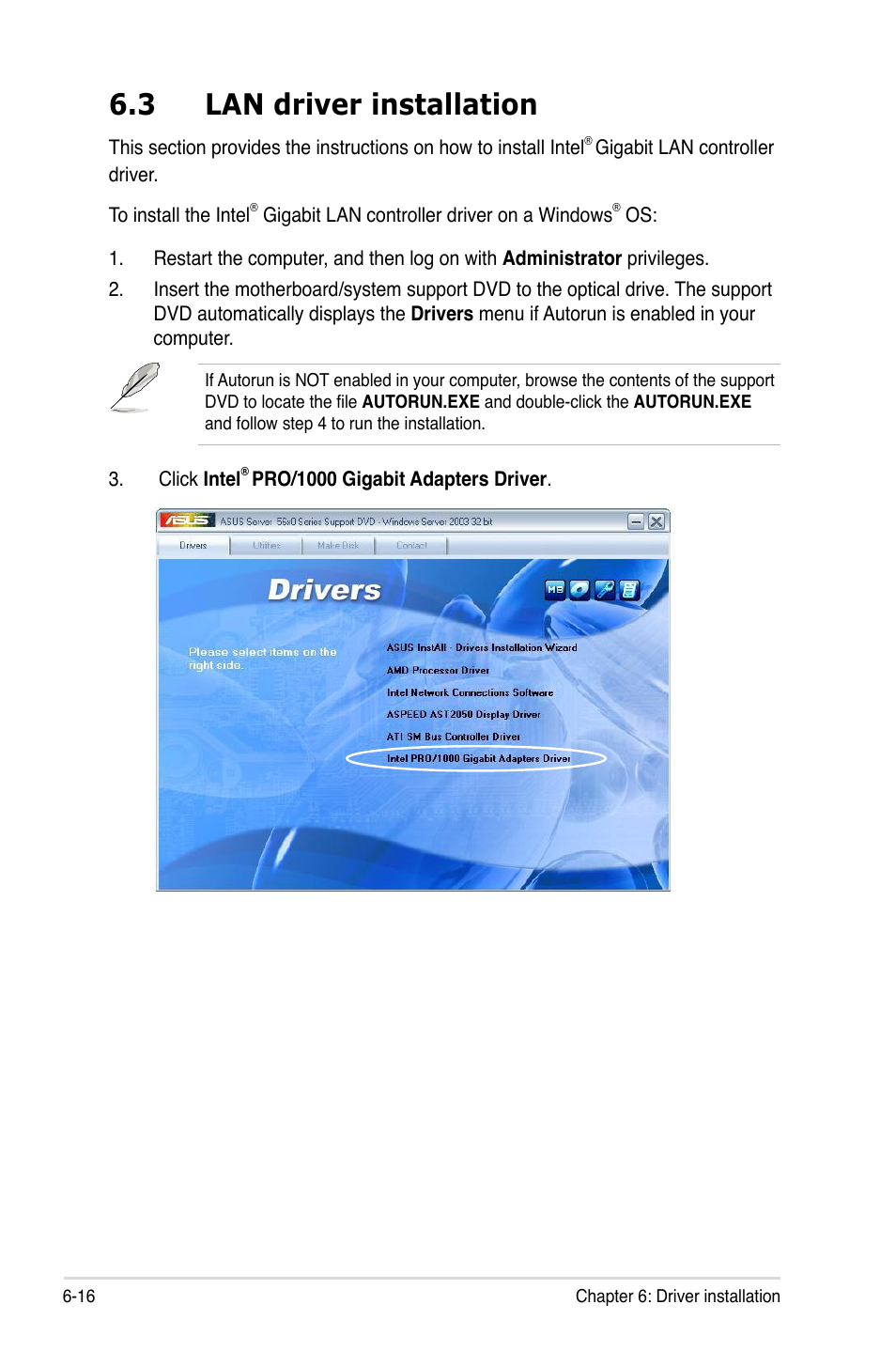 3 lan driver installation, Lan driver installation -16 | Asus KCMA-D8 User Manual | Page 138 / 152