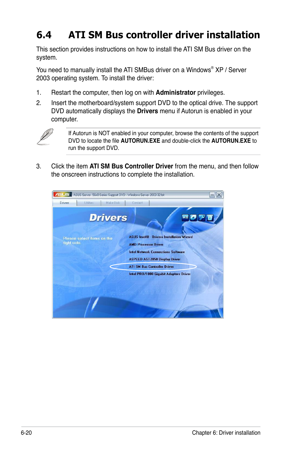 4 ati sm bus controller driver installation, Ati sm bus controller driver installation -20 | Asus KCMA-D8 User Manual | Page 142 / 152