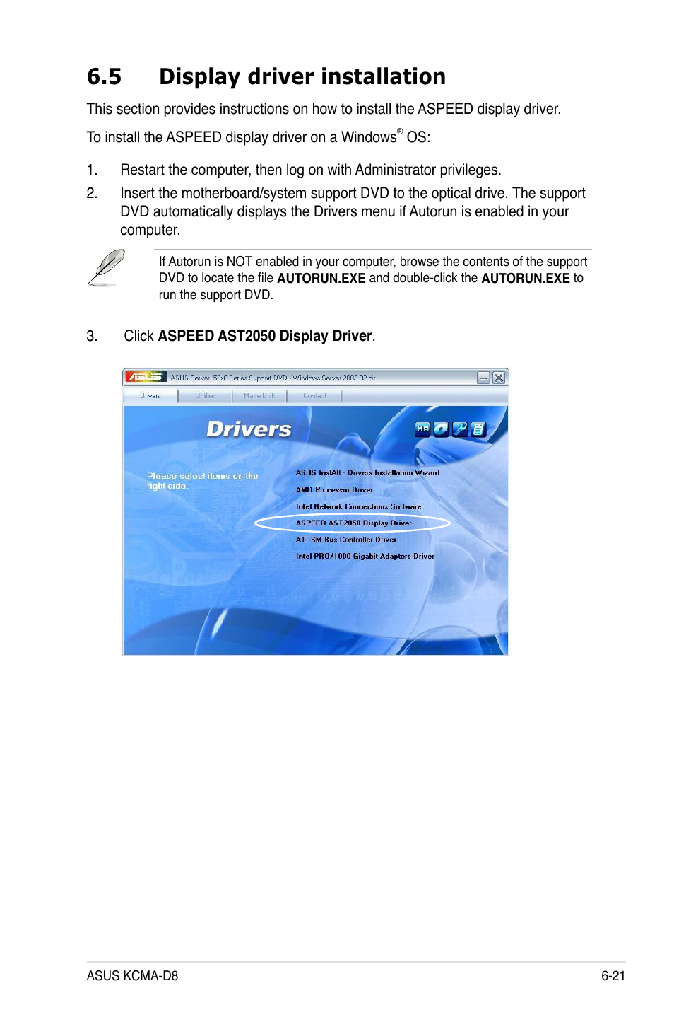 5 display driver installation, Display driver installation -21 | Asus KCMA-D8 User Manual | Page 143 / 152