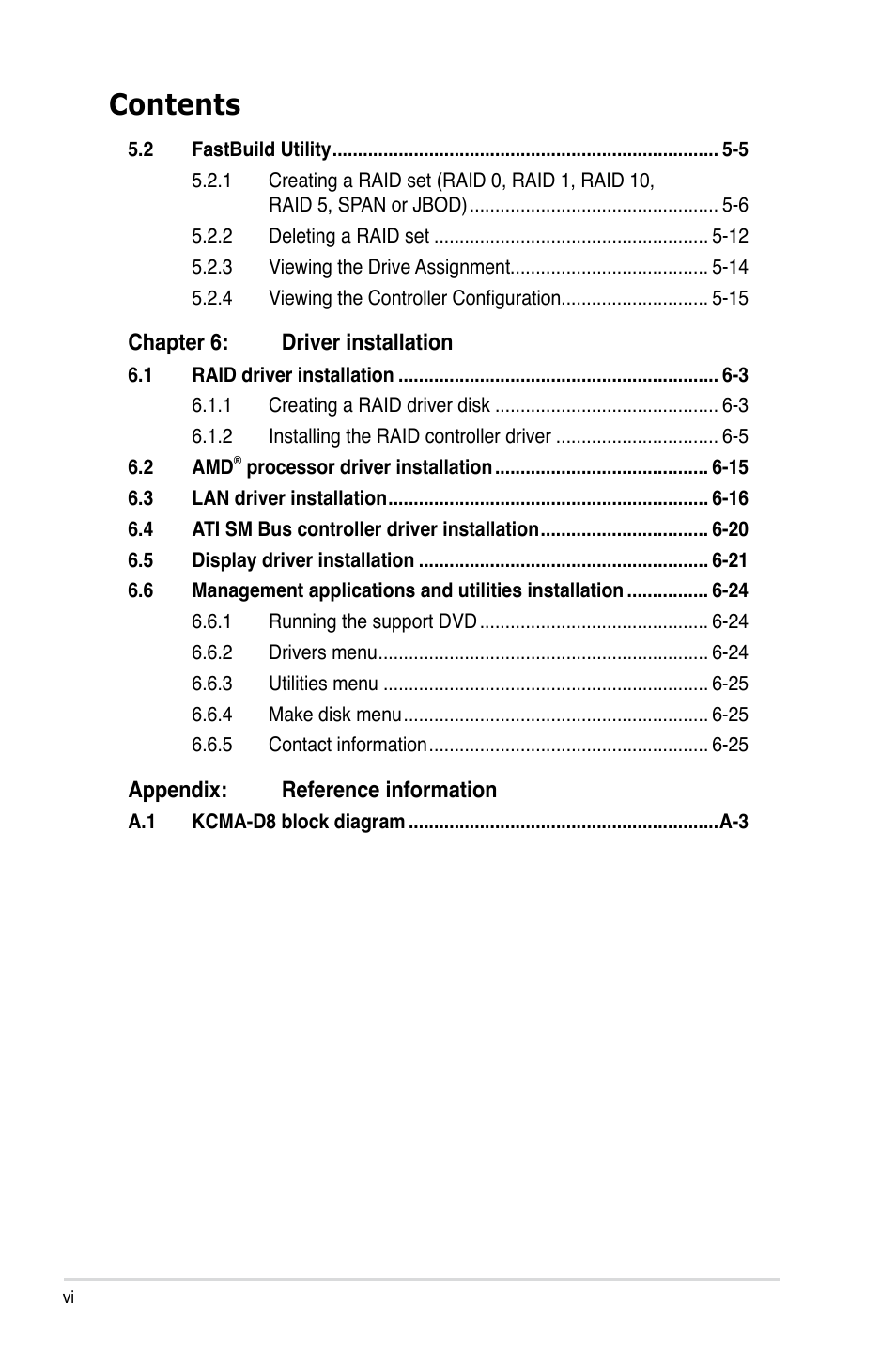 Asus KCMA-D8 User Manual | Page 6 / 152