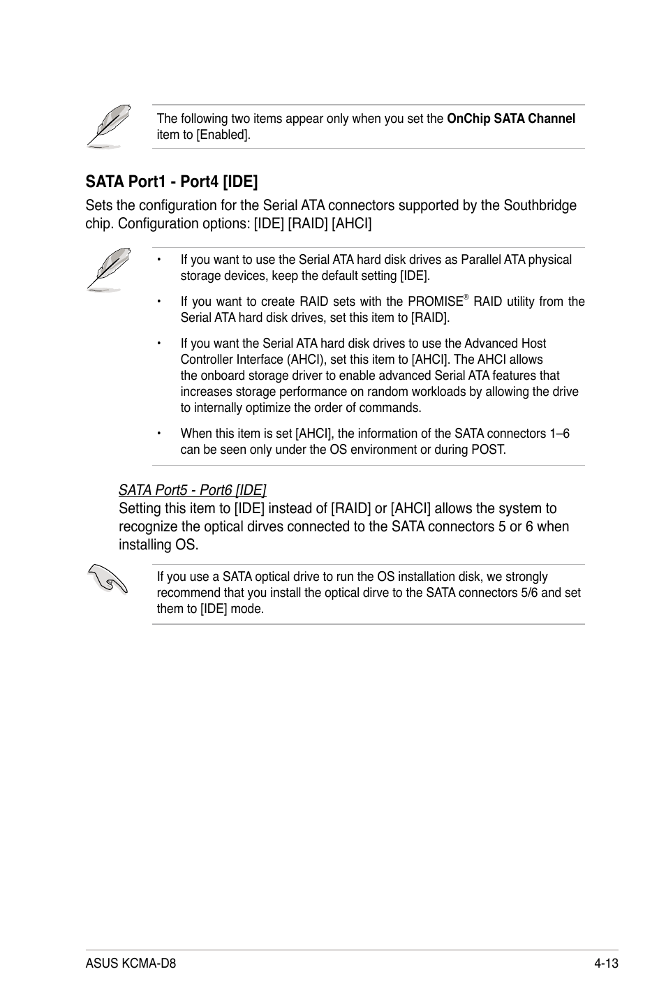 Sata port1 - port4 [ide | Asus KCMA-D8 User Manual | Page 77 / 152