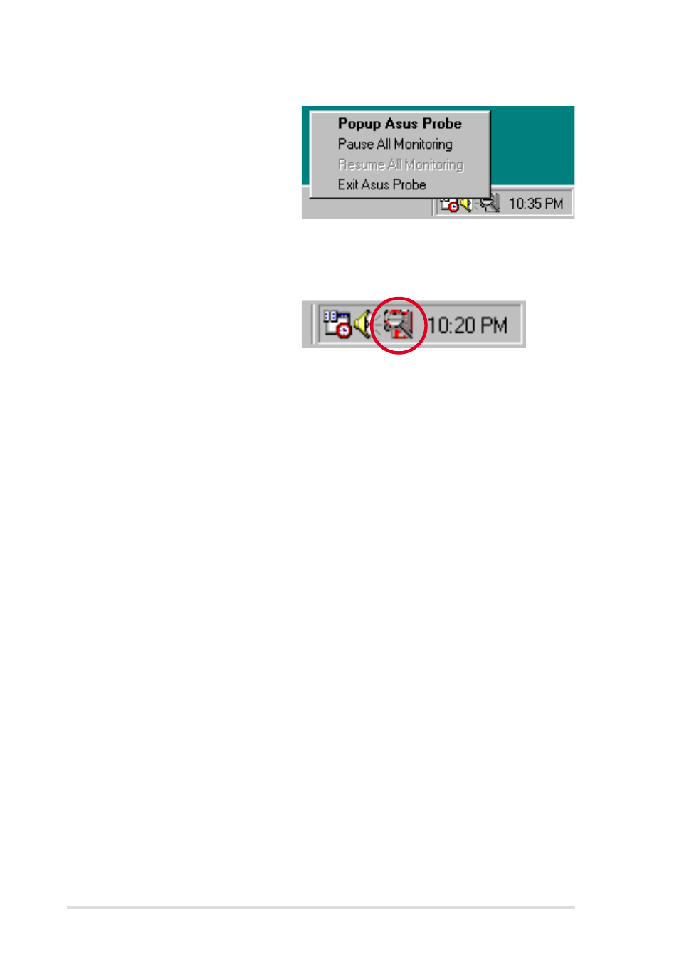 3 asus pc probe task bar icon | Asus P4S8X User Manual | Page 116 / 144