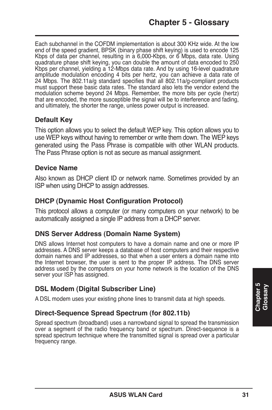 Chapter 5 - glossary | Asus WL-106gM User Manual | Page 31 / 39