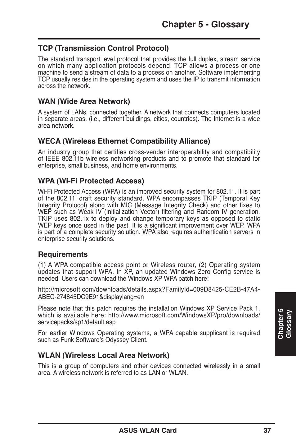 Chapter 5 - glossary | Asus WL-106gM User Manual | Page 37 / 39