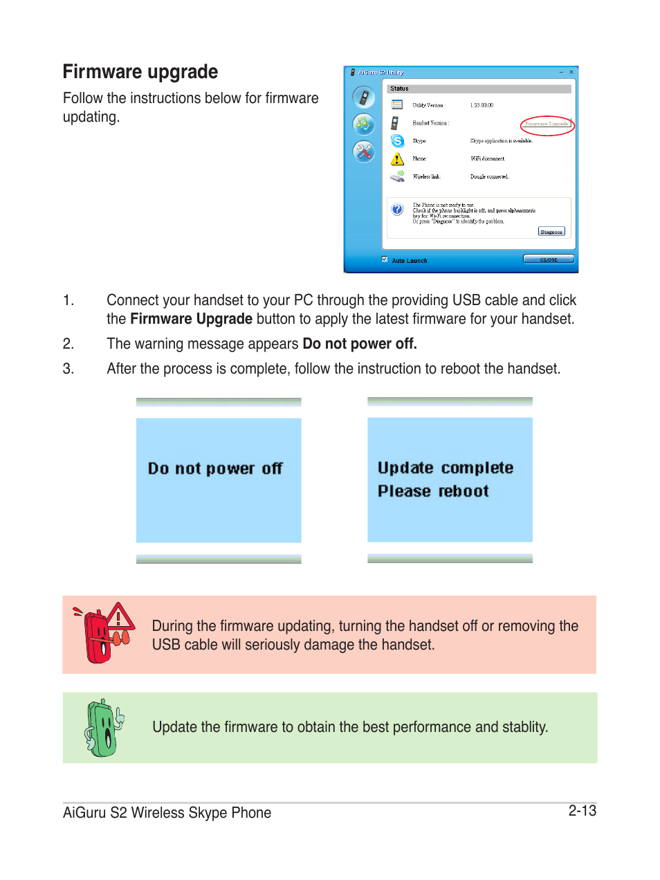 Firmware upgrade | Asus AiGuru S2 User Manual | Page 35 / 106