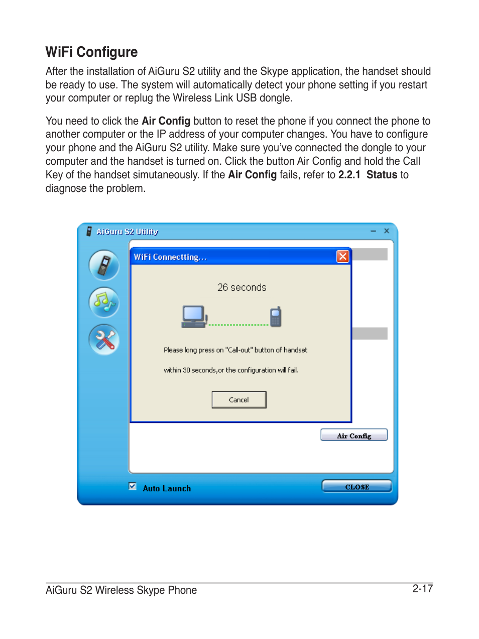 Wifi configure | Asus AiGuru S2 User Manual | Page 39 / 106