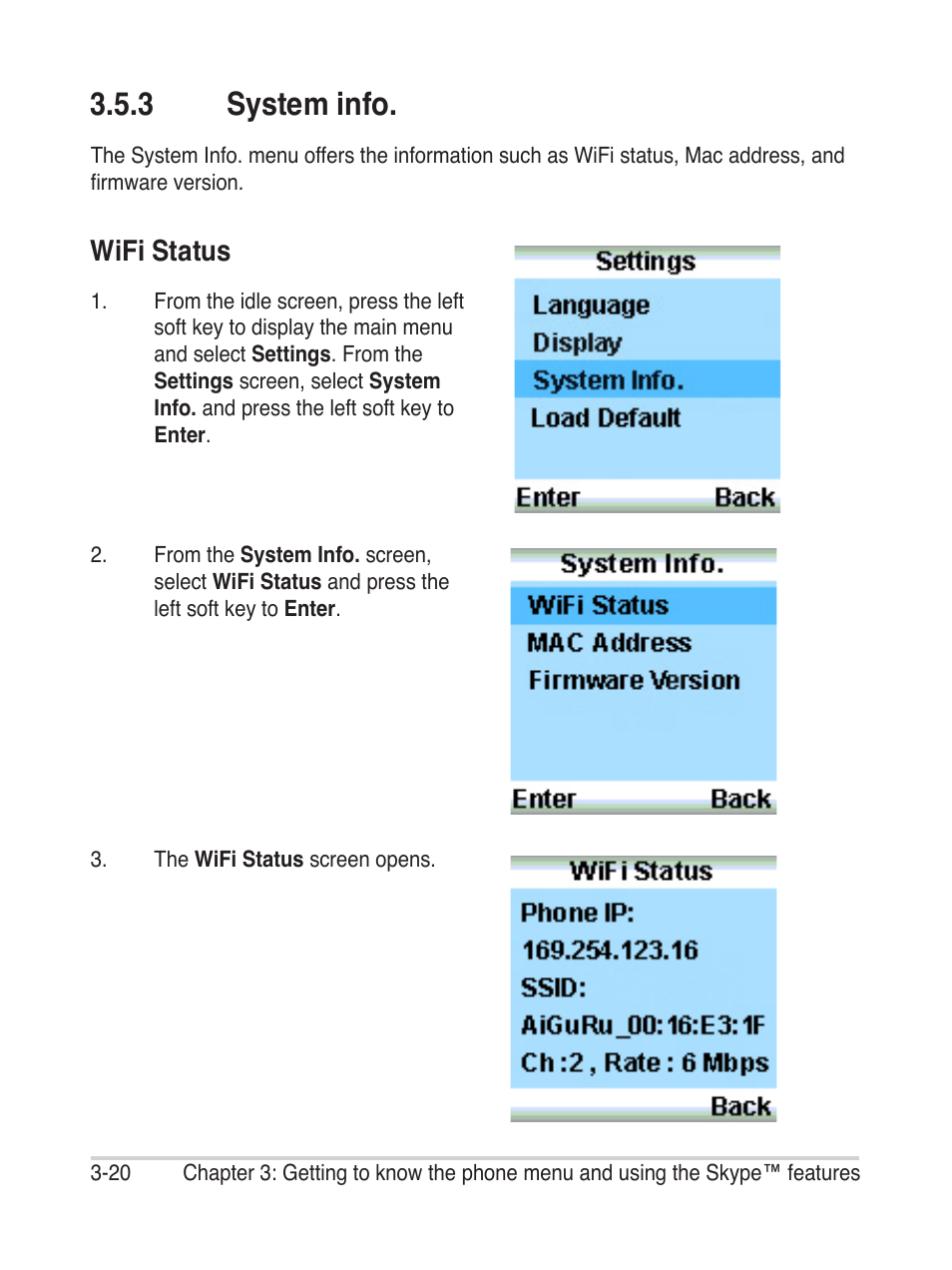 3 system info, Wifi status | Asus AiGuru S2 User Manual | Page 60 / 106