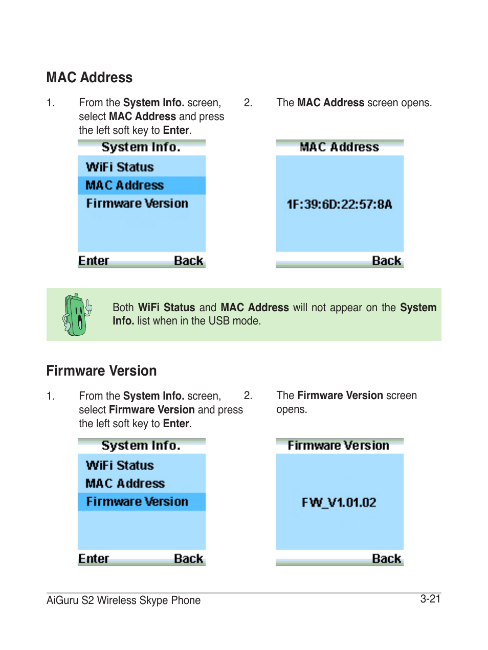 Mac address, Firmware version | Asus AiGuru S2 User Manual | Page 61 / 106