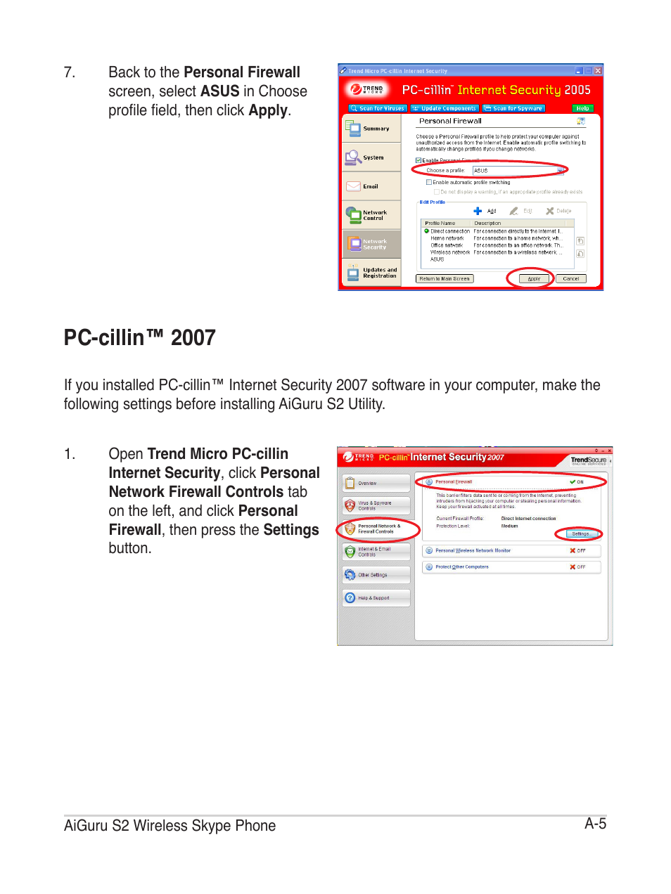 Pc-cillin™ 2007 | Asus AiGuru S2 User Manual | Page 81 / 106