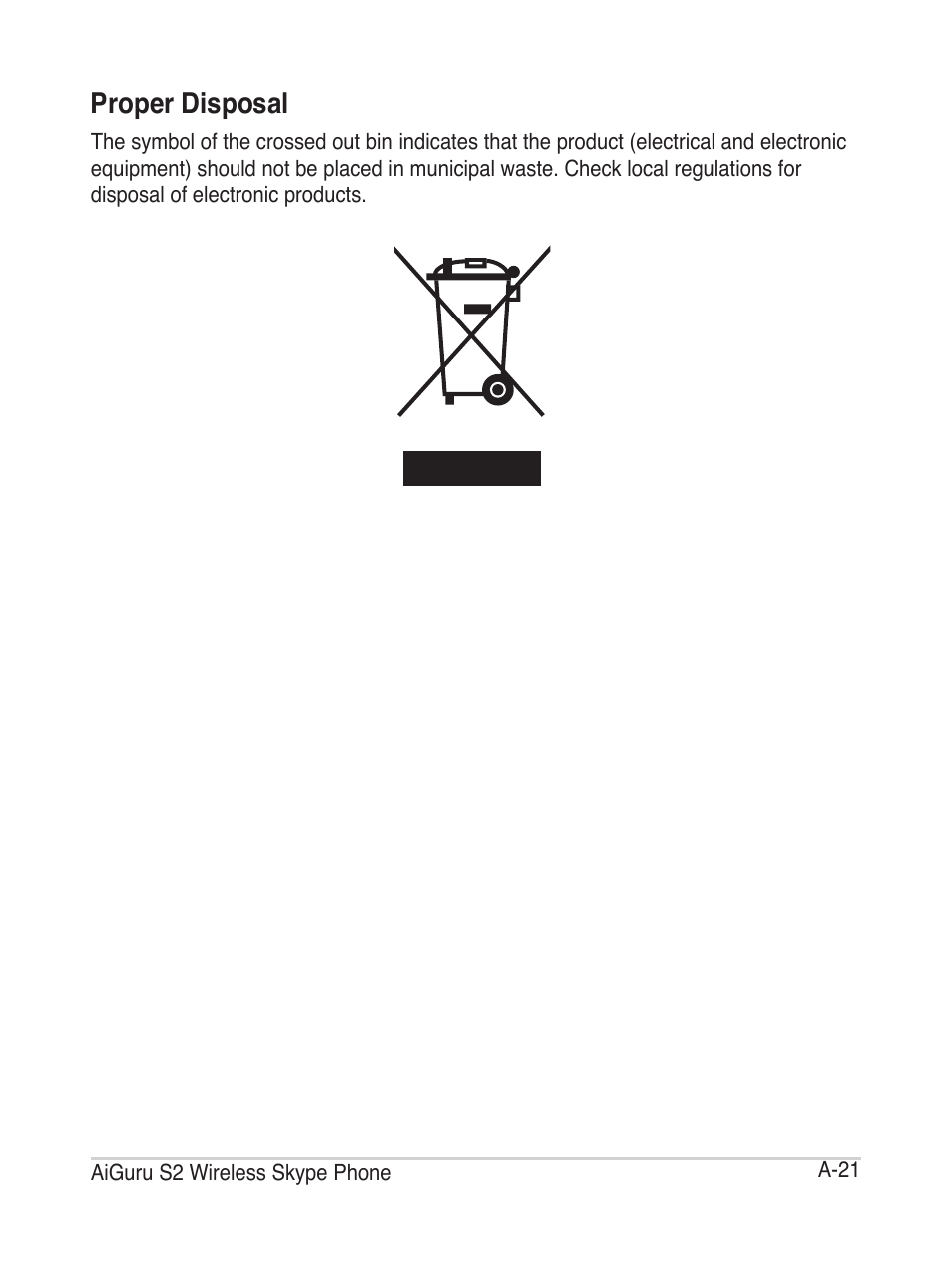 Proper disposal | Asus AiGuru S2 User Manual | Page 97 / 106