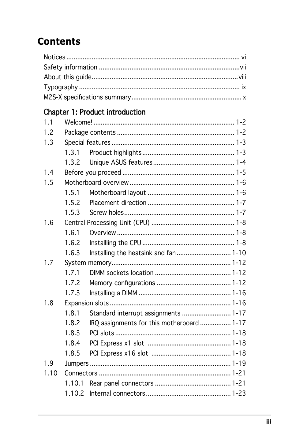 Asus Motherboard M2S-X User Manual | Page 3 / 86
