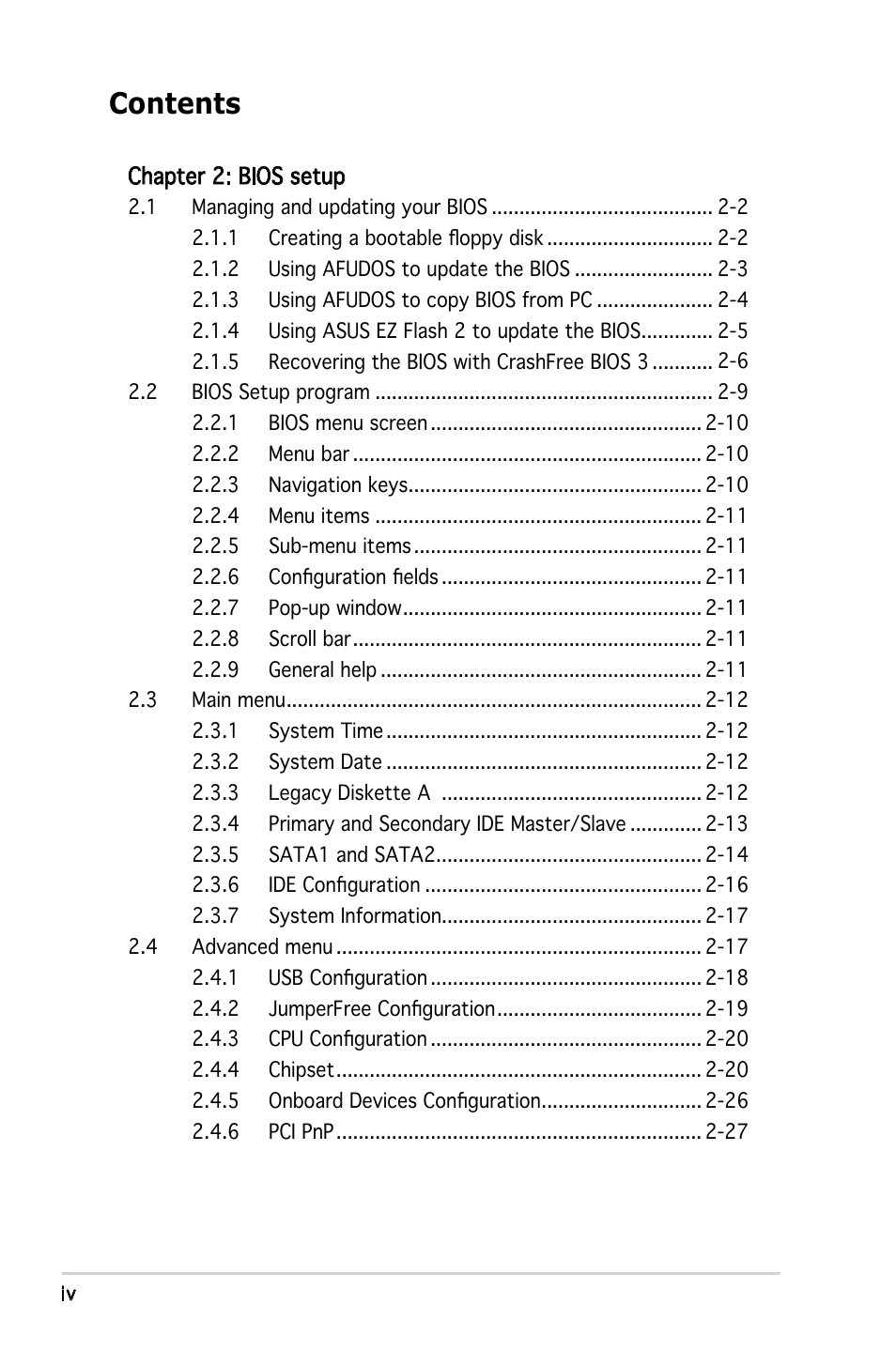 Asus Motherboard M2S-X User Manual | Page 4 / 86