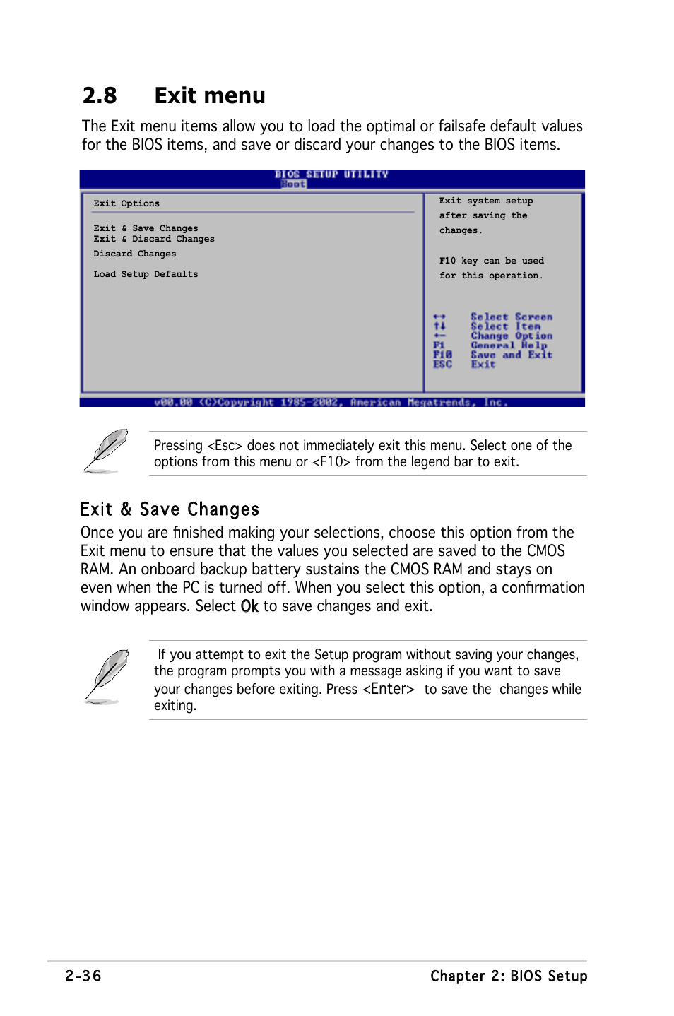 8 exit menu, Exit & save changes | Asus Motherboard M2S-X User Manual | Page 78 / 86