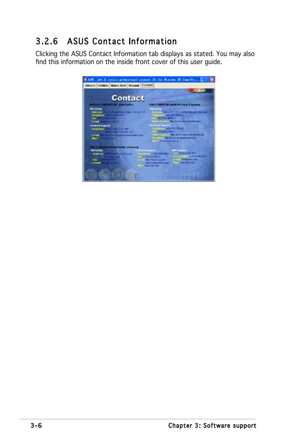 6 asus contact information | Asus Motherboard M2S-X User Manual | Page 86 / 86