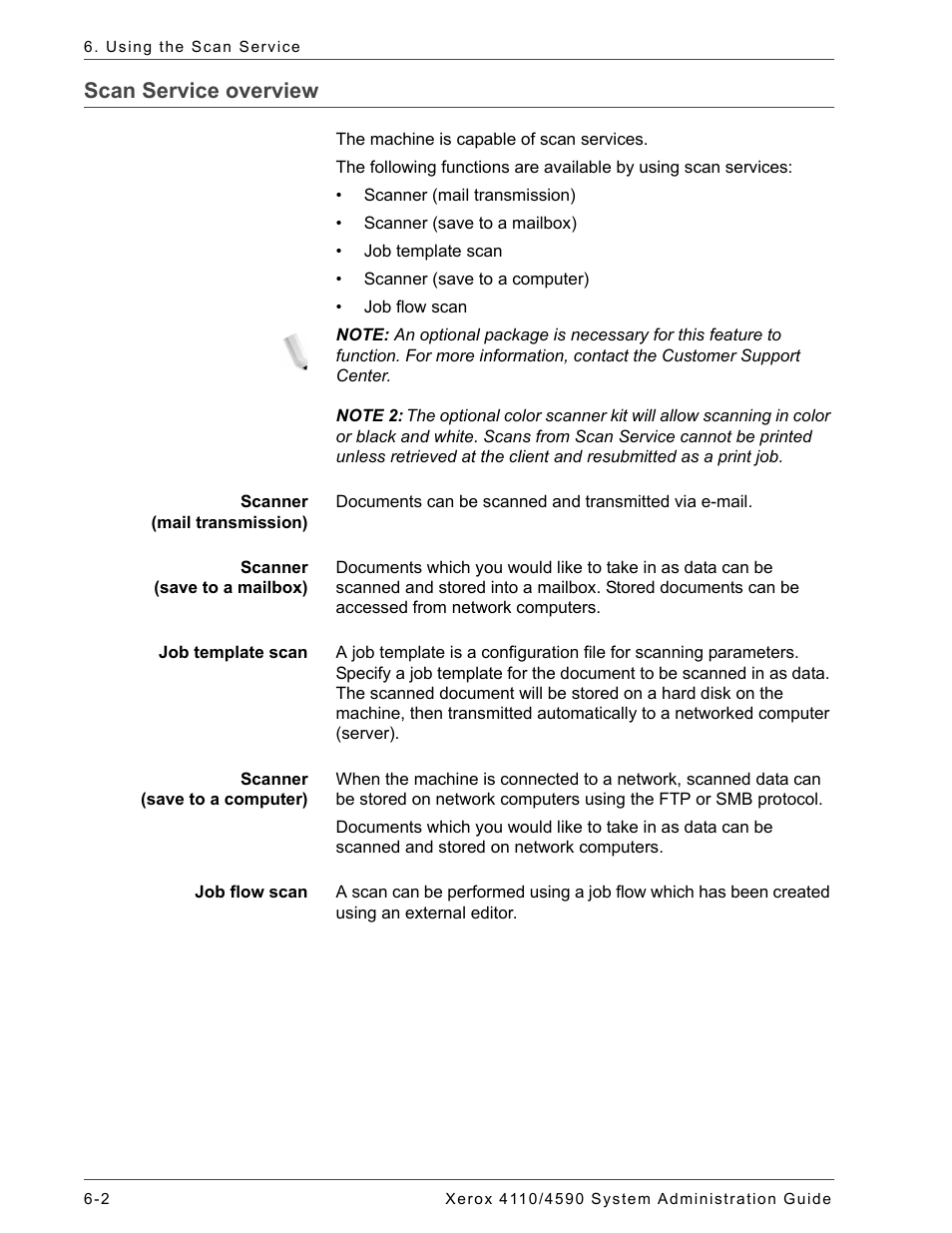 Scan service overview | Xerox 4590 User Manual | Page 2 / 9