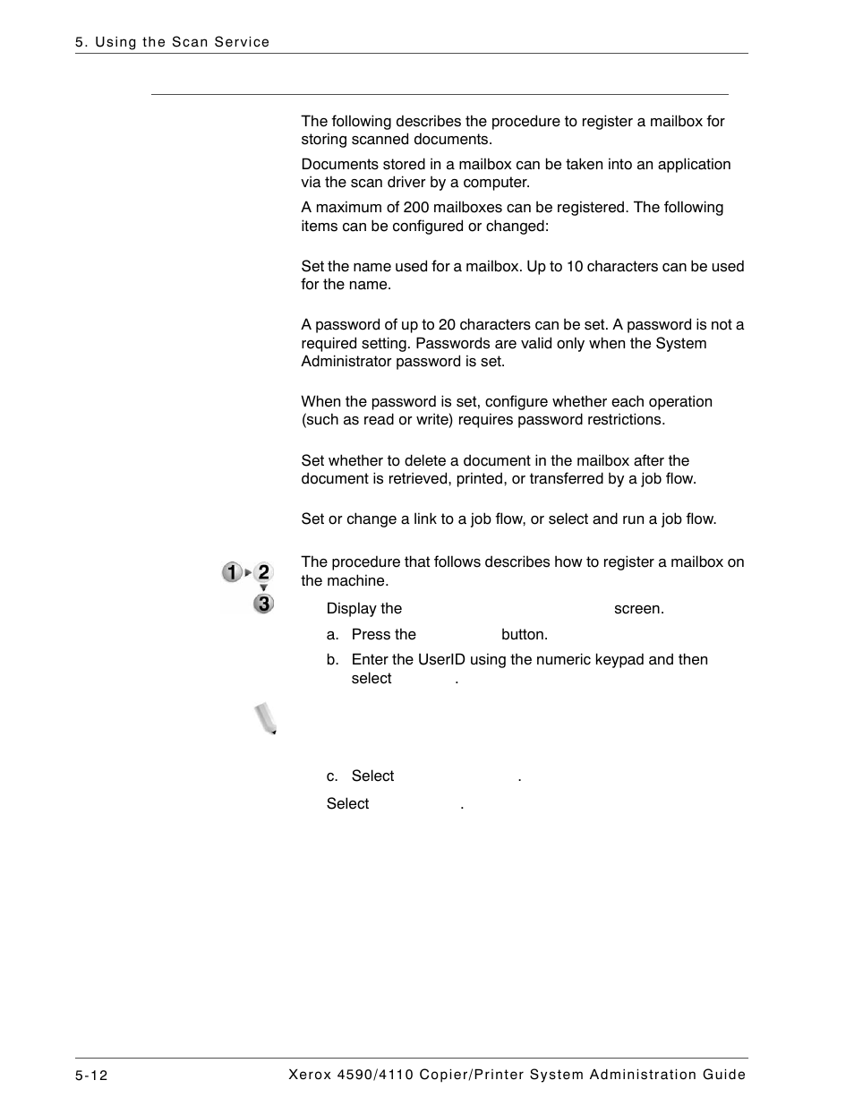 Registering a mailbox | Xerox 4590 User Manual | Page 104 / 402