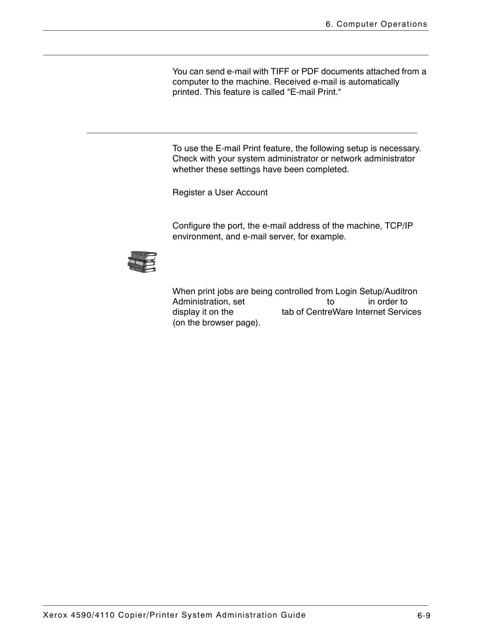 E-mail print, Setup | Xerox 4590 User Manual | Page 127 / 402