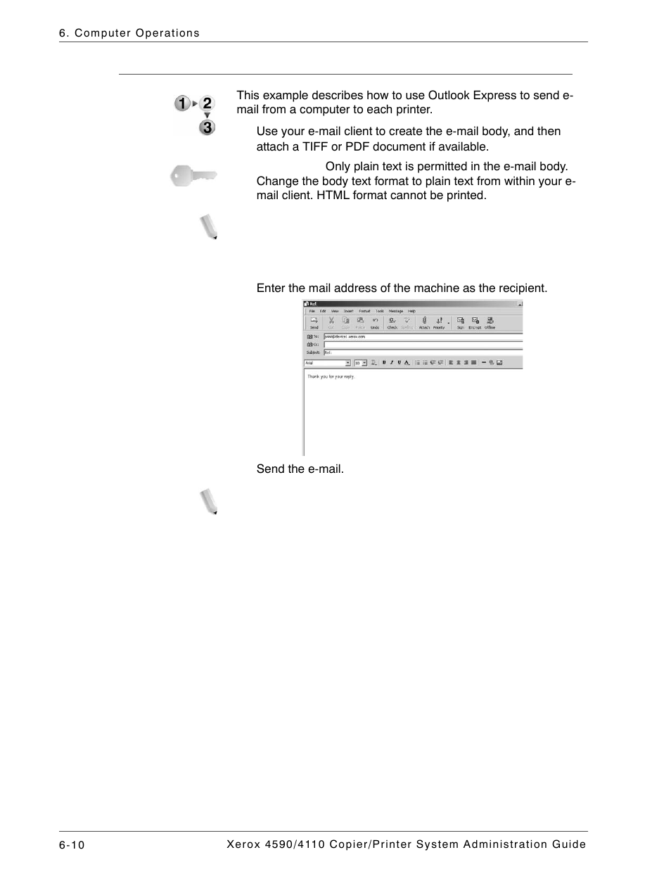 Sending e-mails | Xerox 4590 User Manual | Page 128 / 402