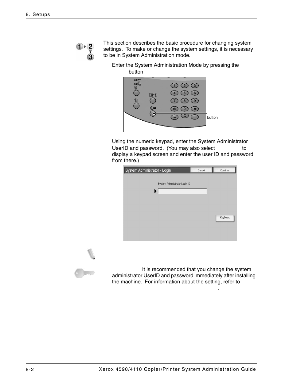 System settings procedure | Xerox 4590 User Manual | Page 160 / 402