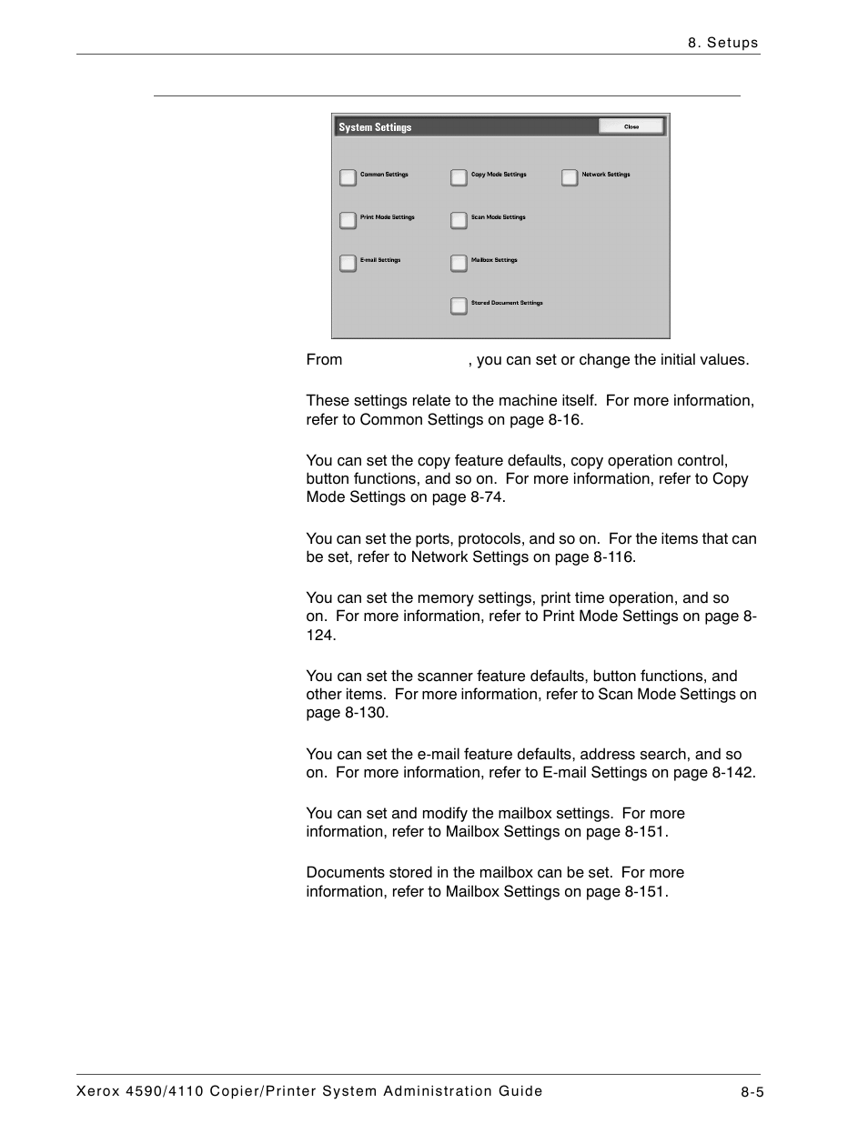 System settings | Xerox 4590 User Manual | Page 163 / 402