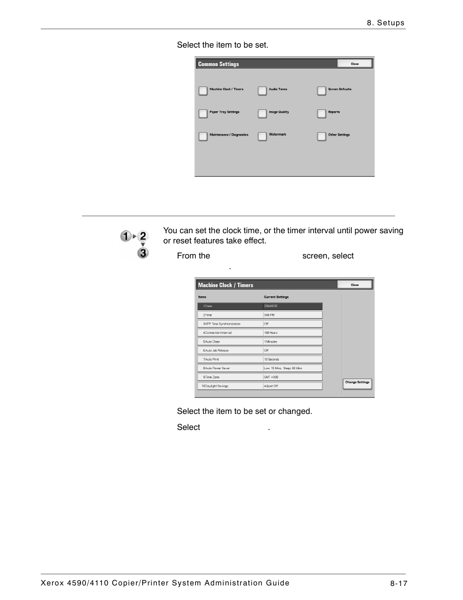 Machine clock/timers | Xerox 4590 User Manual | Page 175 / 402