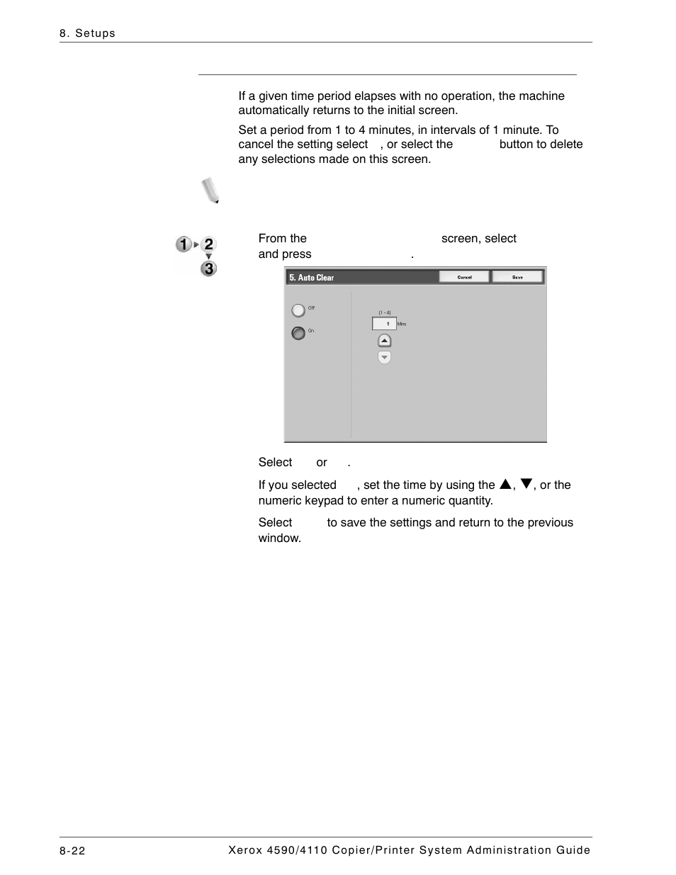 Auto clear | Xerox 4590 User Manual | Page 180 / 402