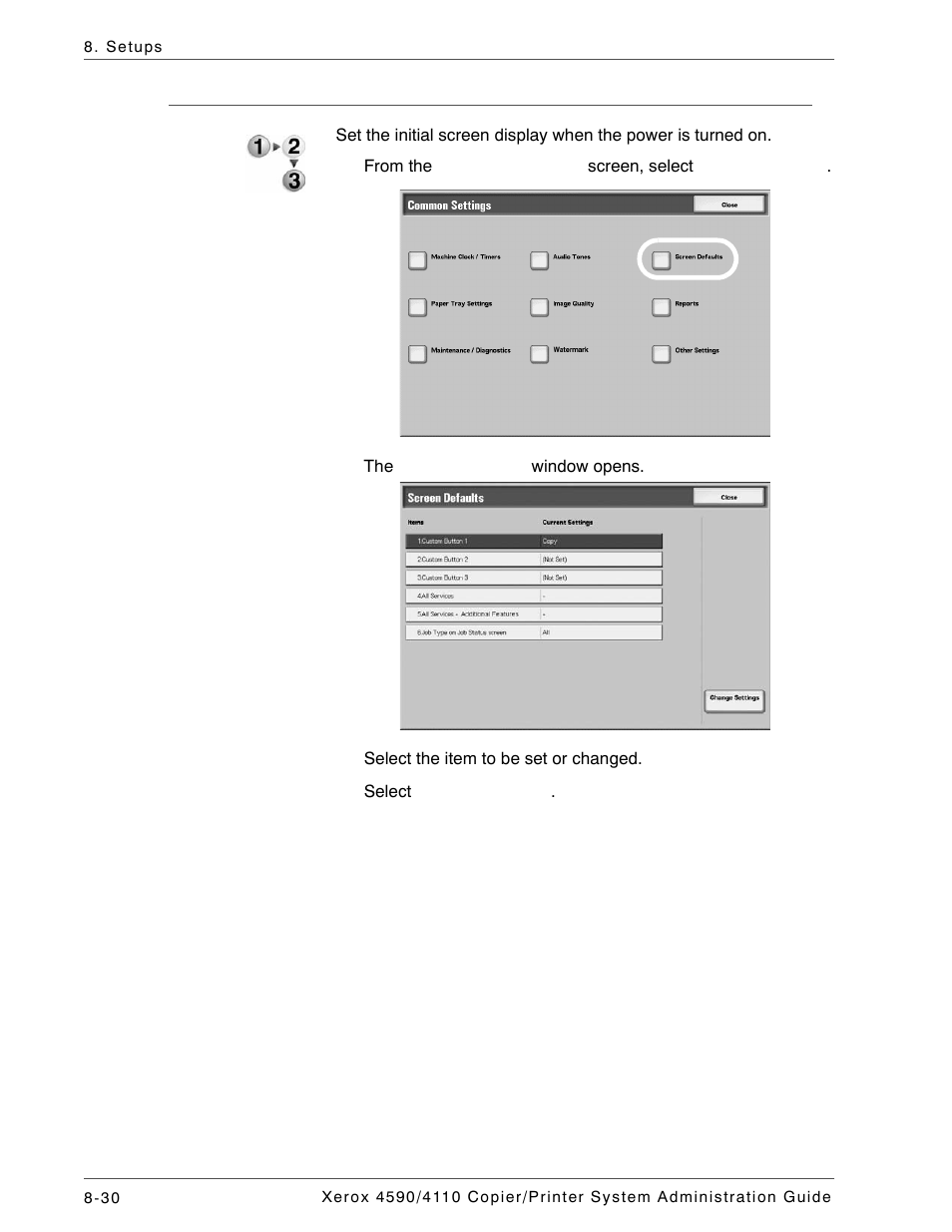 Screen defaults | Xerox 4590 User Manual | Page 188 / 402