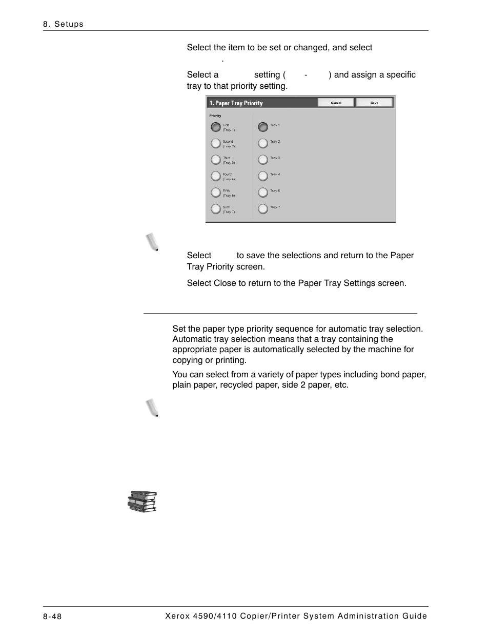 Paper type priority | Xerox 4590 User Manual | Page 206 / 402