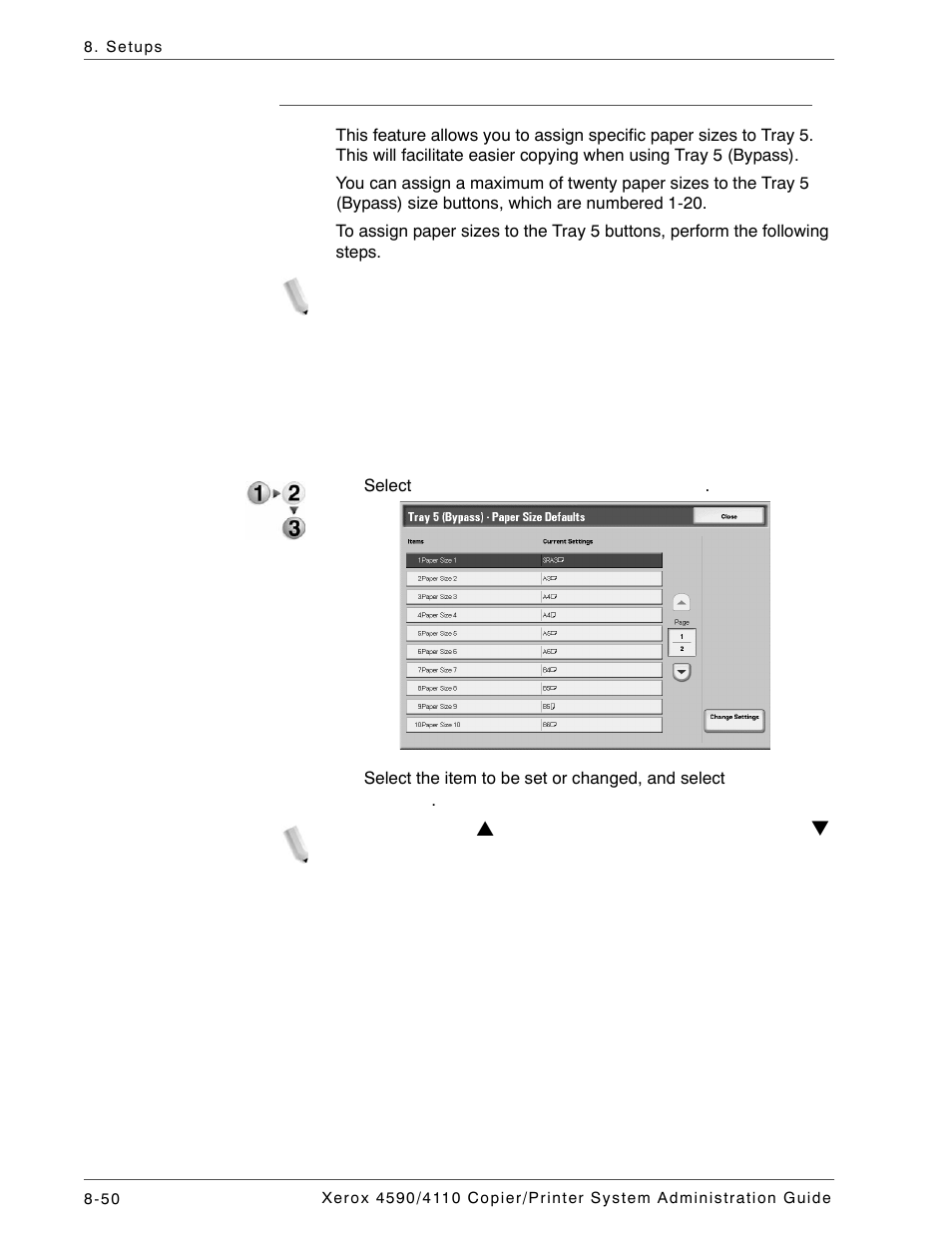 Tray 5 (bypass) - paper size defaults | Xerox 4590 User Manual | Page 208 / 402