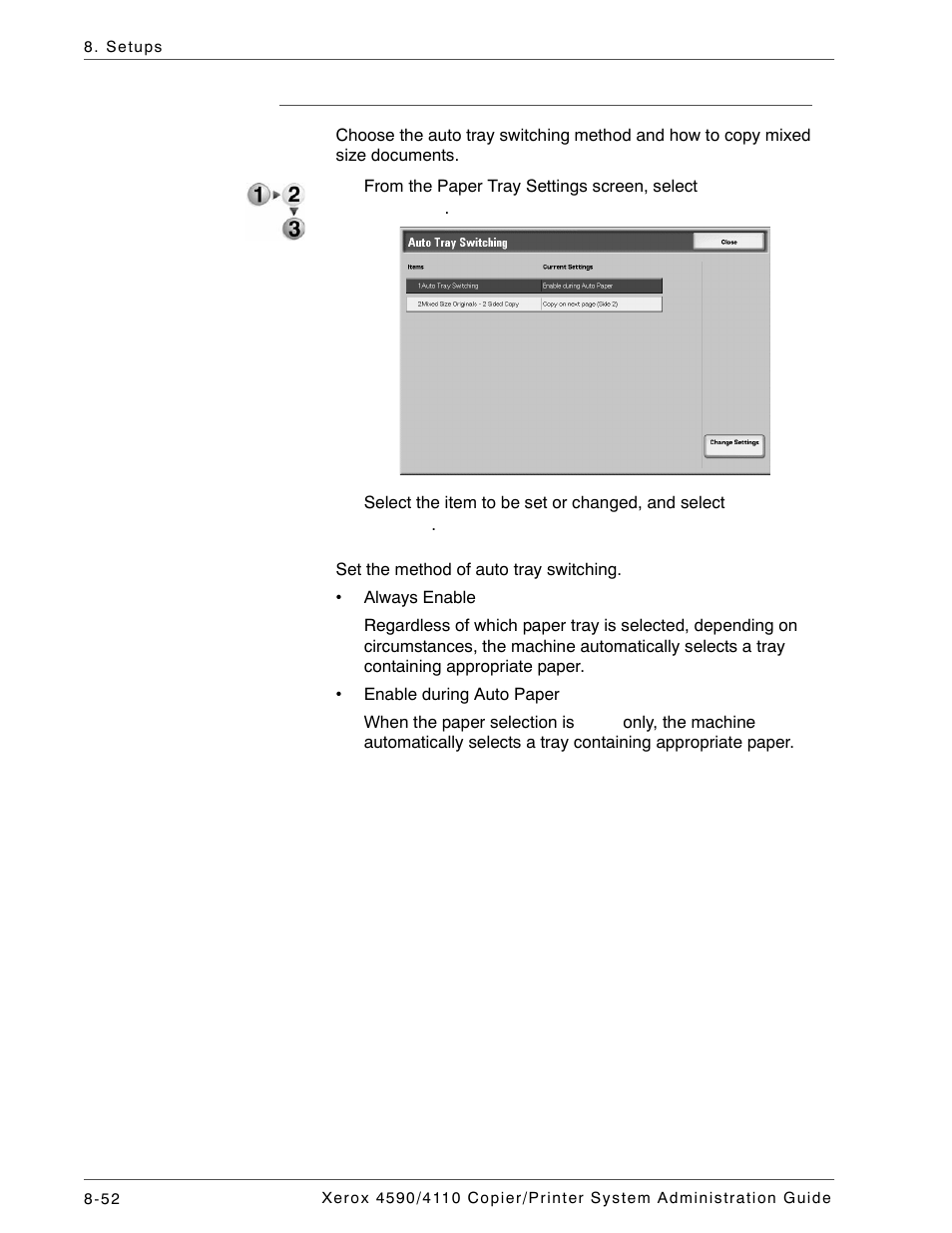 Auto tray switching | Xerox 4590 User Manual | Page 210 / 402