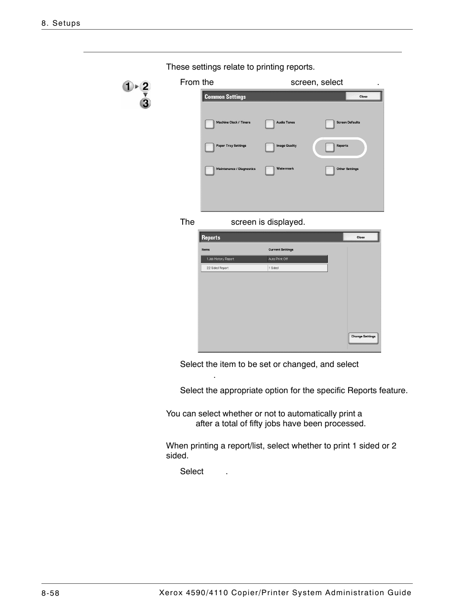 Reports | Xerox 4590 User Manual | Page 216 / 402