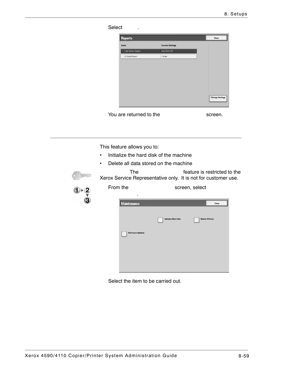 Maintenance/diagnostics | Xerox 4590 User Manual | Page 217 / 402